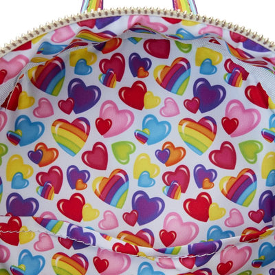 Loungefly Lisa Frank Logo Heart Detachable Rainbow Bag Mini Backpack - Interior Lining