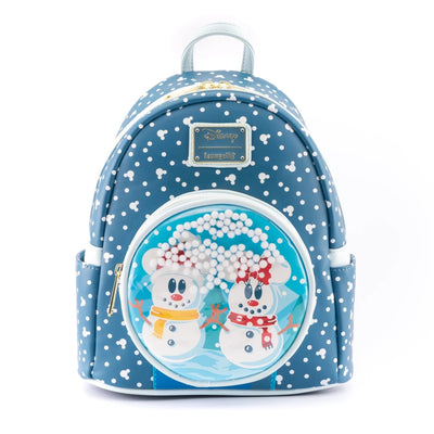 Loungefly Disney Snowman Mickey & Minnie Snow Globe Mini Backpack - Front