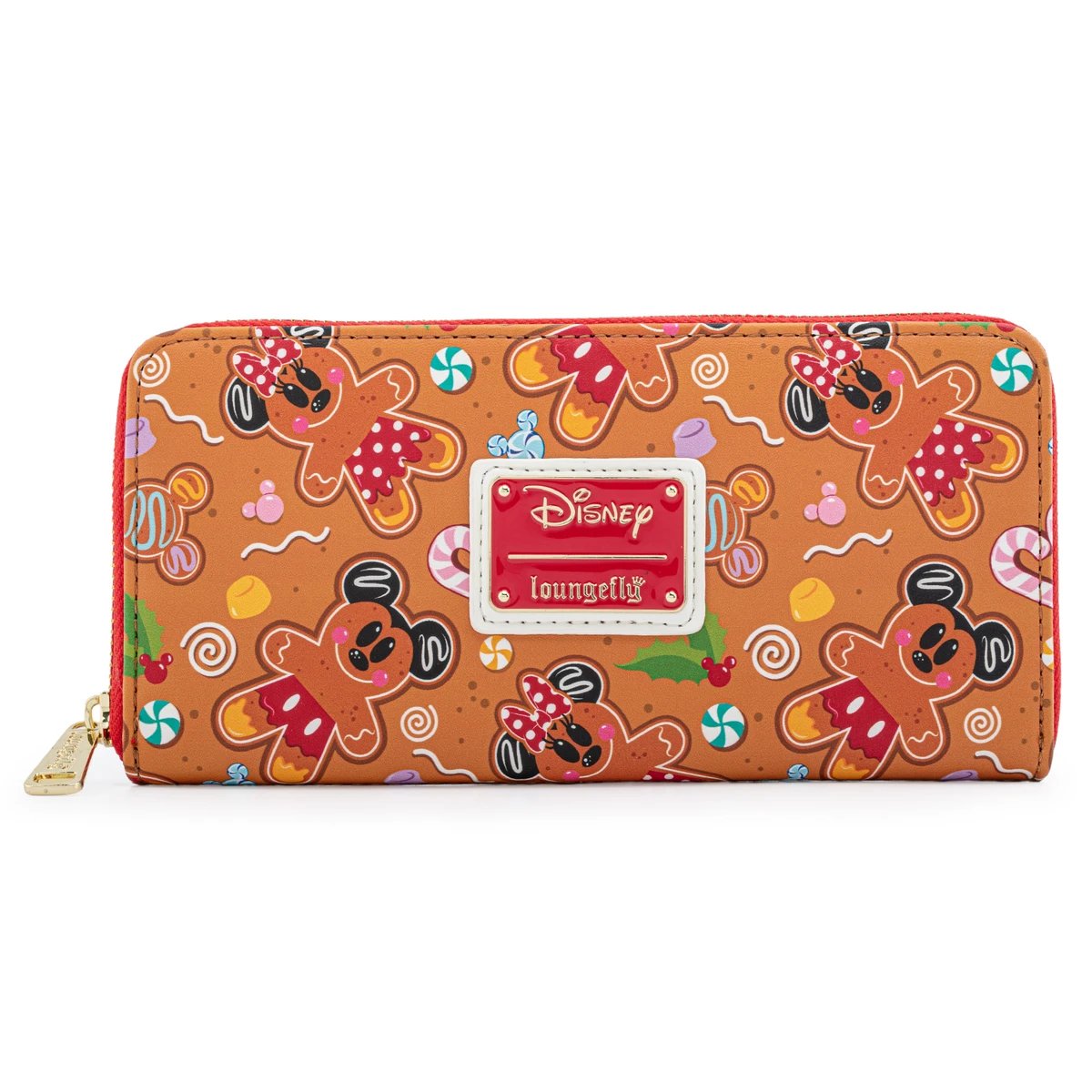 Loungefly Disney Gingerbread Allover Print Zip-Around Wallet Front