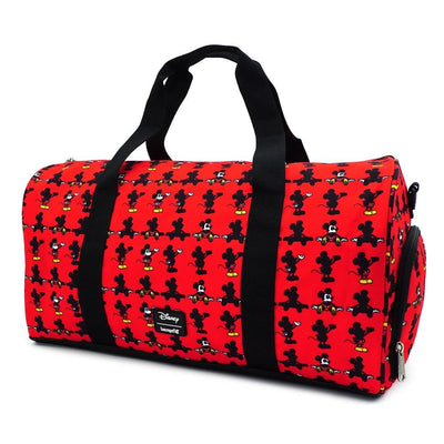LOUNGEFLY X DISNEY MICKEY MOUSE PARTS AOP NYLON DUFFLE BAG - BACK