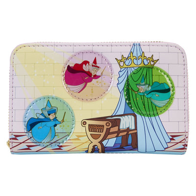 Loungefly Disney Sleeping Beauty Stained Glass Castle Zip-Around Wallet - Front