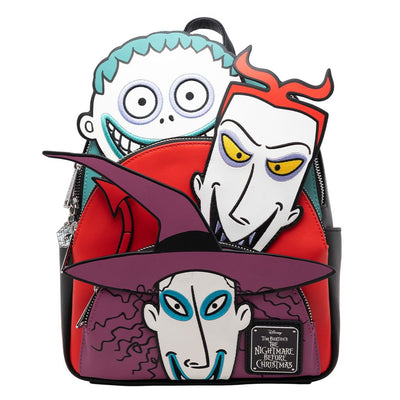 671803450820 - 707 Street Exclusive - Loungefly Disney Nightmare Before Christmas Glow in the Dark Lock Shock and Barrel Mini Backpack - Front