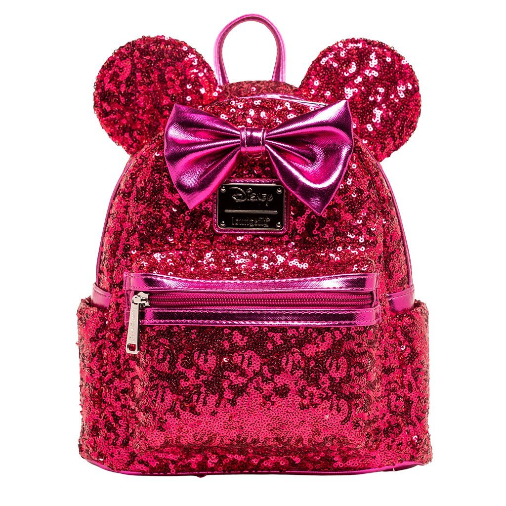 707 Street Exclusive - Loungefly Disney Minnie Mouse Magenta Sequin Mini Backpack - Front