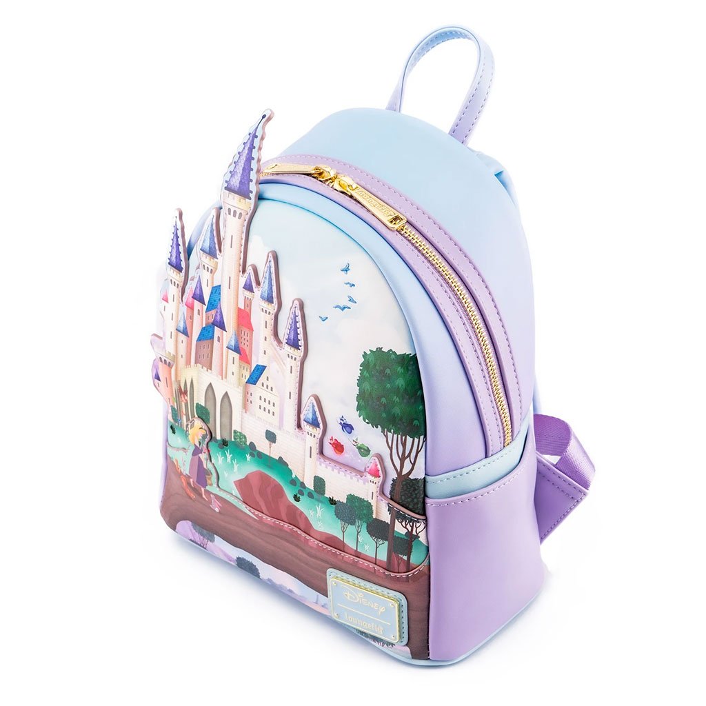 Disney factory SLEEPING BEAUTY CASTLE Loungefly Mini Backpack Wallet & Pin