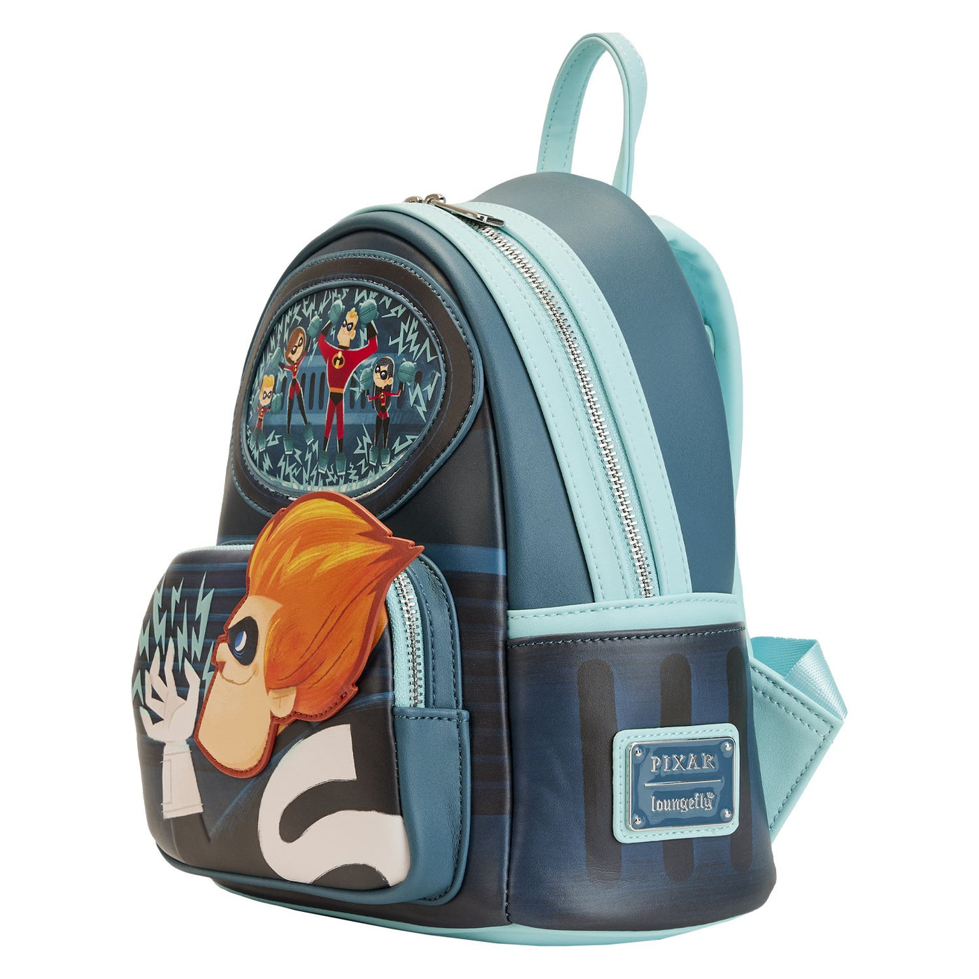 671803455245 -Loungefly Disney Pixar Moments Incredibles Syndrome Mini Backpack - Side View