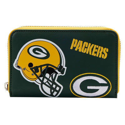 Loungefly NFL Greenbay Packers Patches Zip-Around Wallet - Front