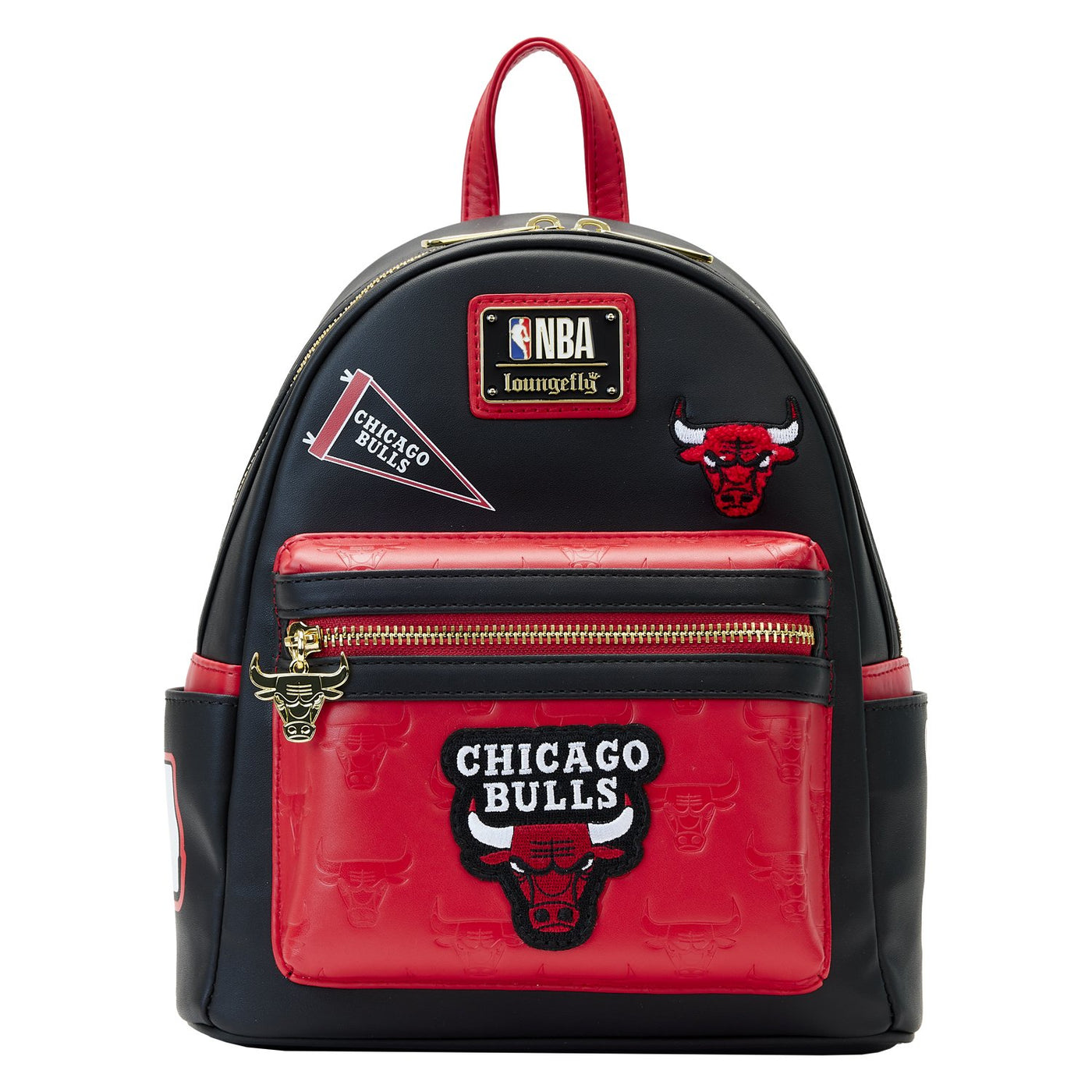 671803451780 - Loungefly NBA Chicago Bulls Patch Icons Mini Backpack - Front