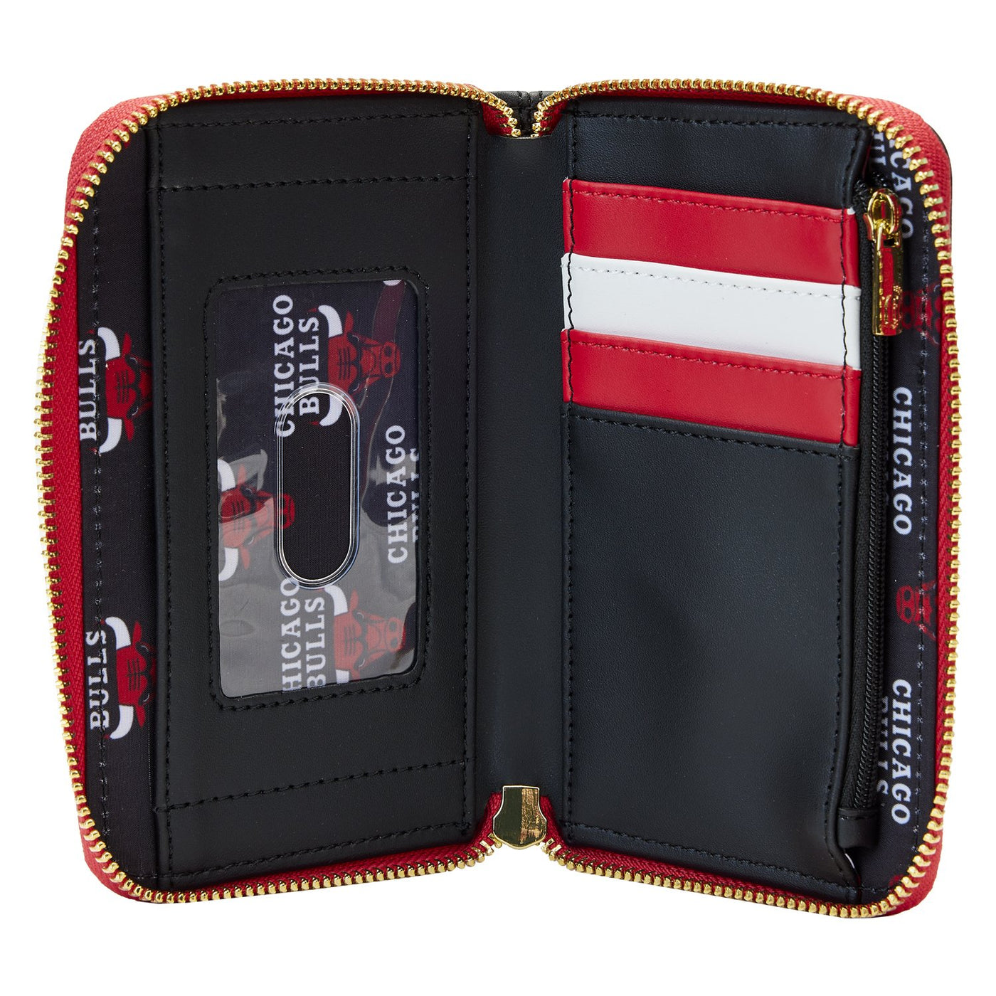 671803451797 - Loungefly NBA Chicago Bulls Patch Icons Zip-Around Wallet - Interior