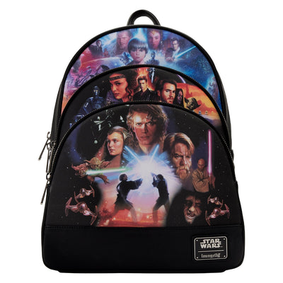 Loungefly Star Wars Trilogy 2 Triple Pocket Mini Backpack - Front