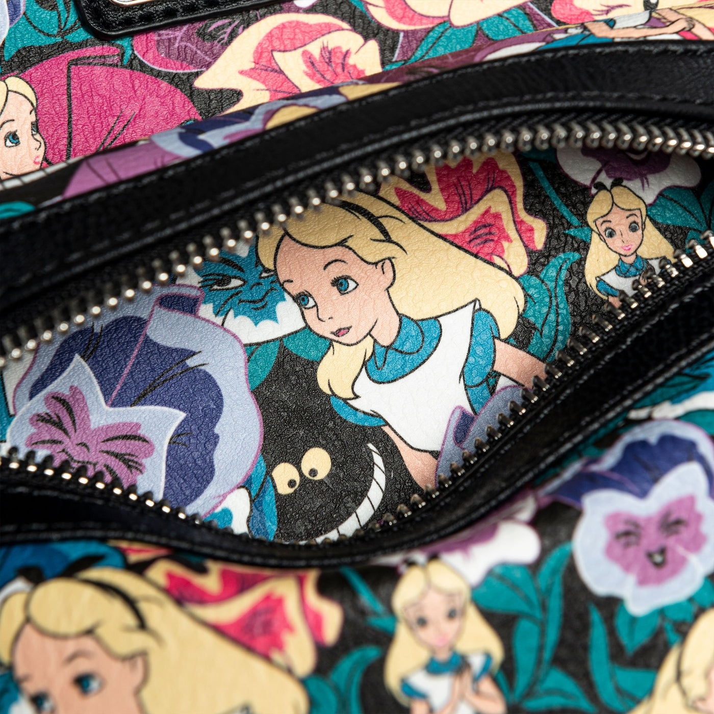 707 Street Loungefly Exclusive Disney Alice in Wonderland Wildflowers Mini Backpack - Print Detail