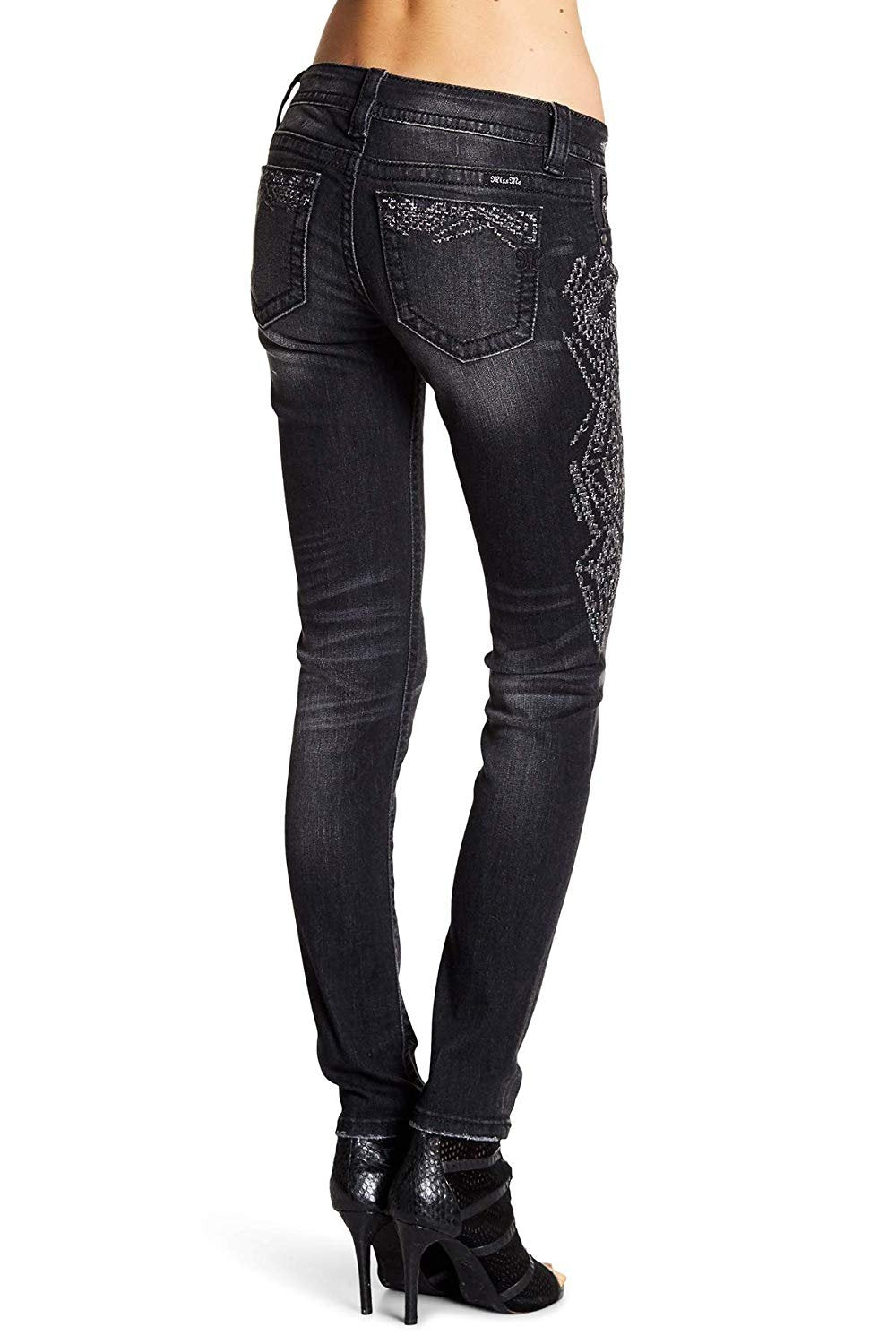 Metallic Embroidered Skinny Jeans