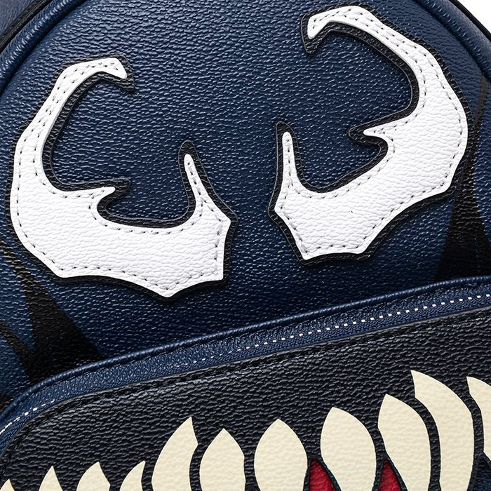 707 Street Exclusive - Marvel Venom Cosplay Mini Backpack - Front Closeup Eyes