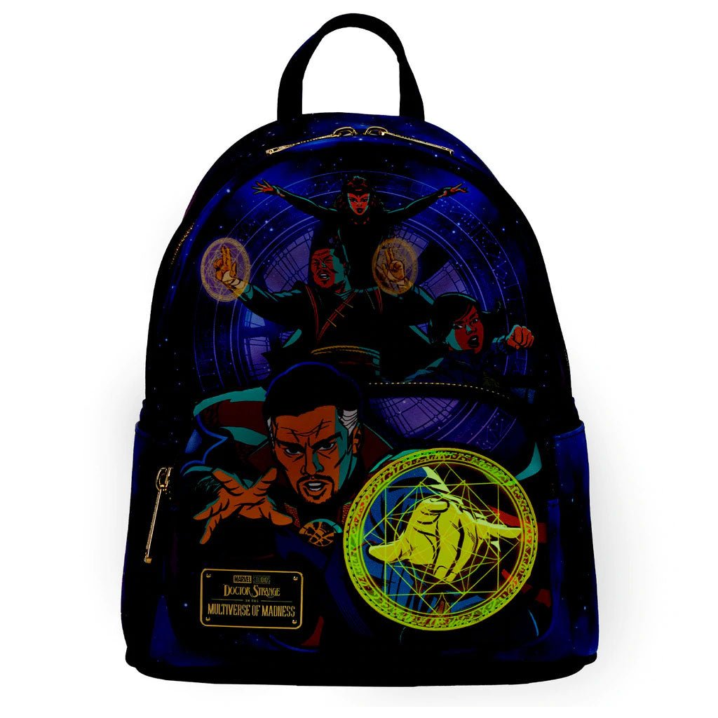Loungefly Marvel Dr. Strange Multiverse Glow in the Dark Mini Backpack - Front Glow in the Dark