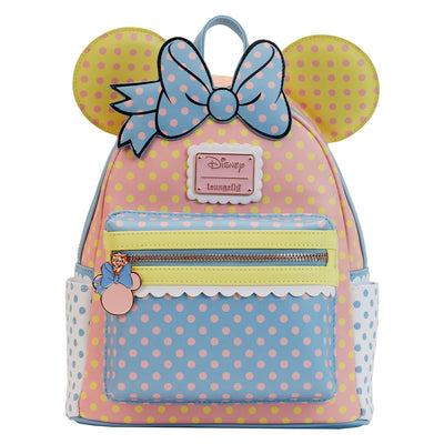 Loungefly Disney Minnie Pastel Color Block Dots Mini Backpack - Loungefly mini backpack front