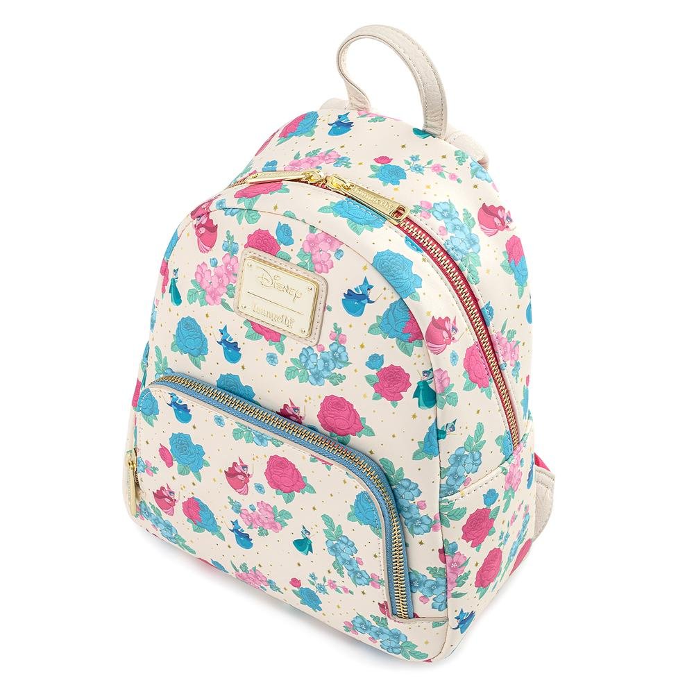Disney Sleeping Beauty Floral Fairy Godmother Allover Print Mini Backpack - Aerial View