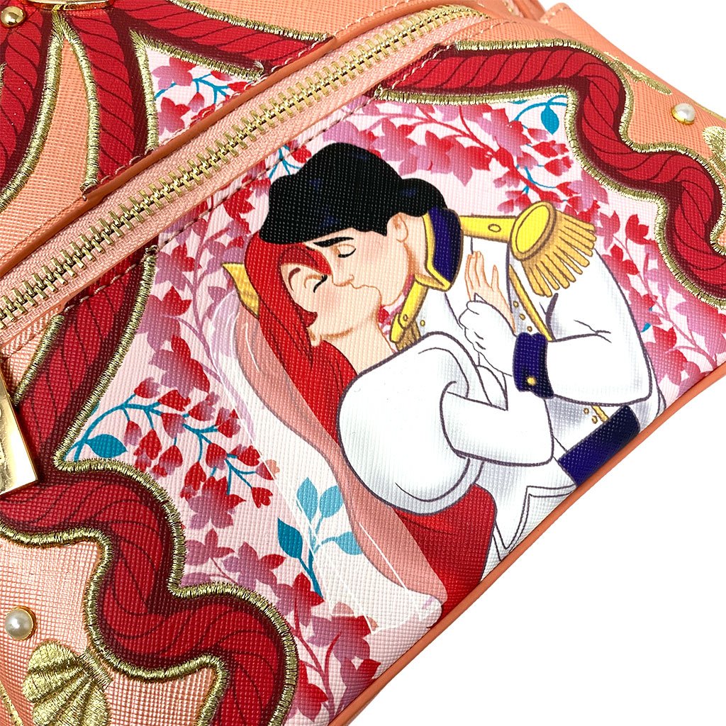 Danielle Nicole Disney The Little Mermaid Ariel &amp; Eric Wedding Mini Backpack - Print Close Up