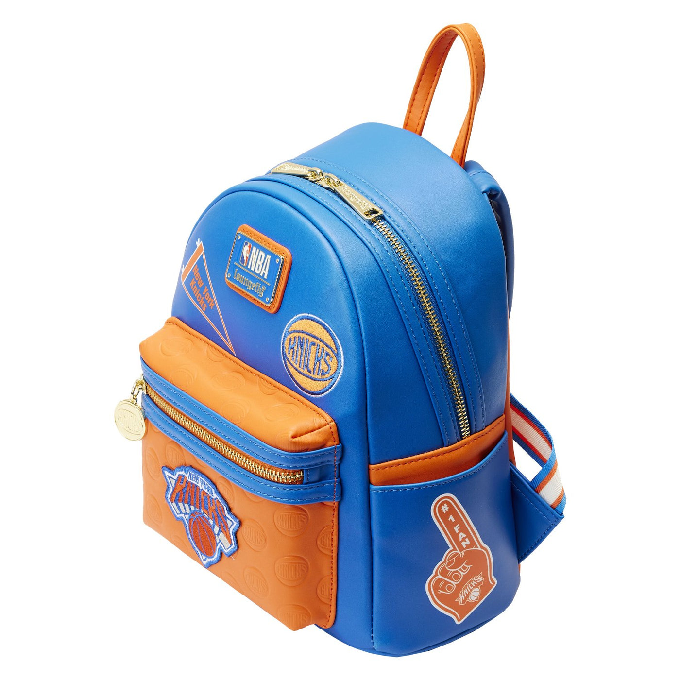 671803451841 - Loungefly NBA New York Knicks Patch Icons Mini Backpack - Top View