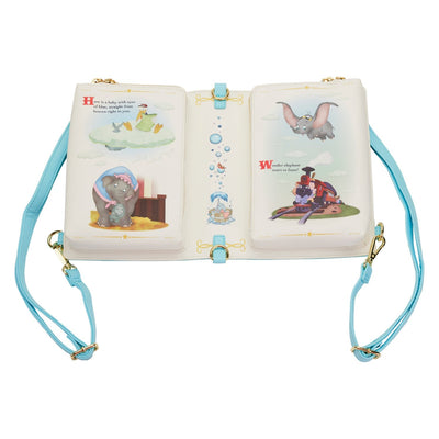 Loungefly Disney Dumbo Book Series Convertible Crossbody - Full Front Back (Open)