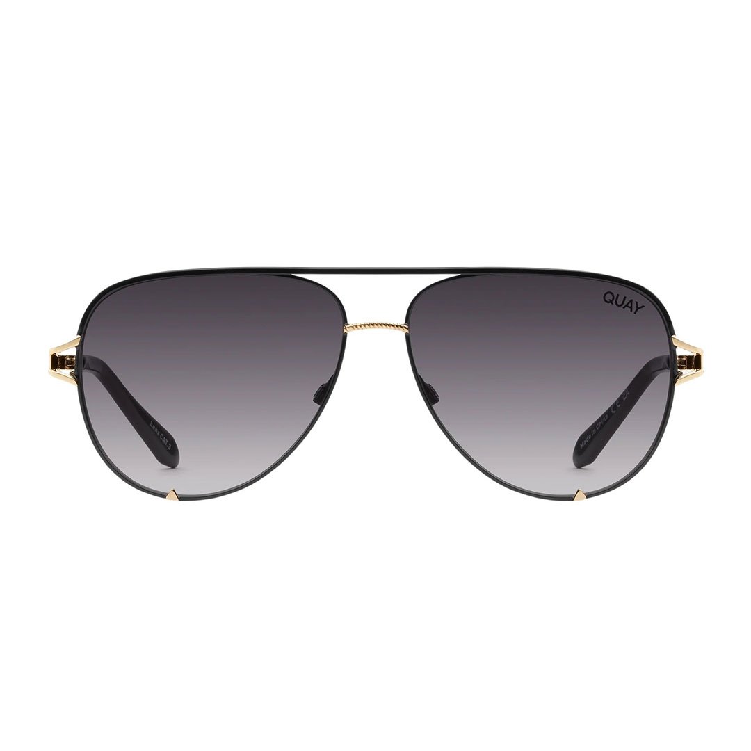 Quay Women's High Key Twist Aviator Sunglasses - Black Frame/Smoke Lens - Front