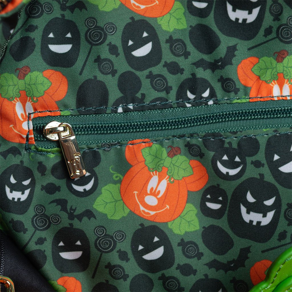 671803469112 - 707 Street Exclusive - Loungefly Disney Glow in the Dark Pumpkin Minnie Mouse Mini Backpack - Interior Lining