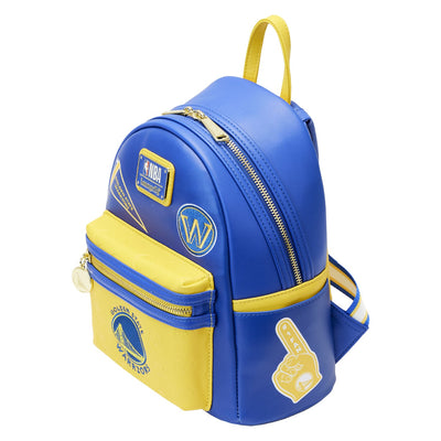 671803451810 - Loungefly NBA Golden State Warriors Patch Icons Mini Backpack - Top View