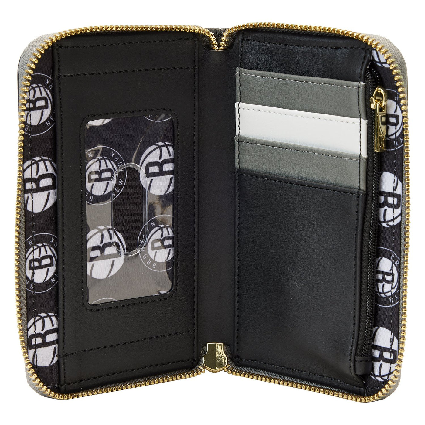 671803451766 - Loungefly NBA Brooklyn Nets Patch Icons Zip-Around Wallet - Interior