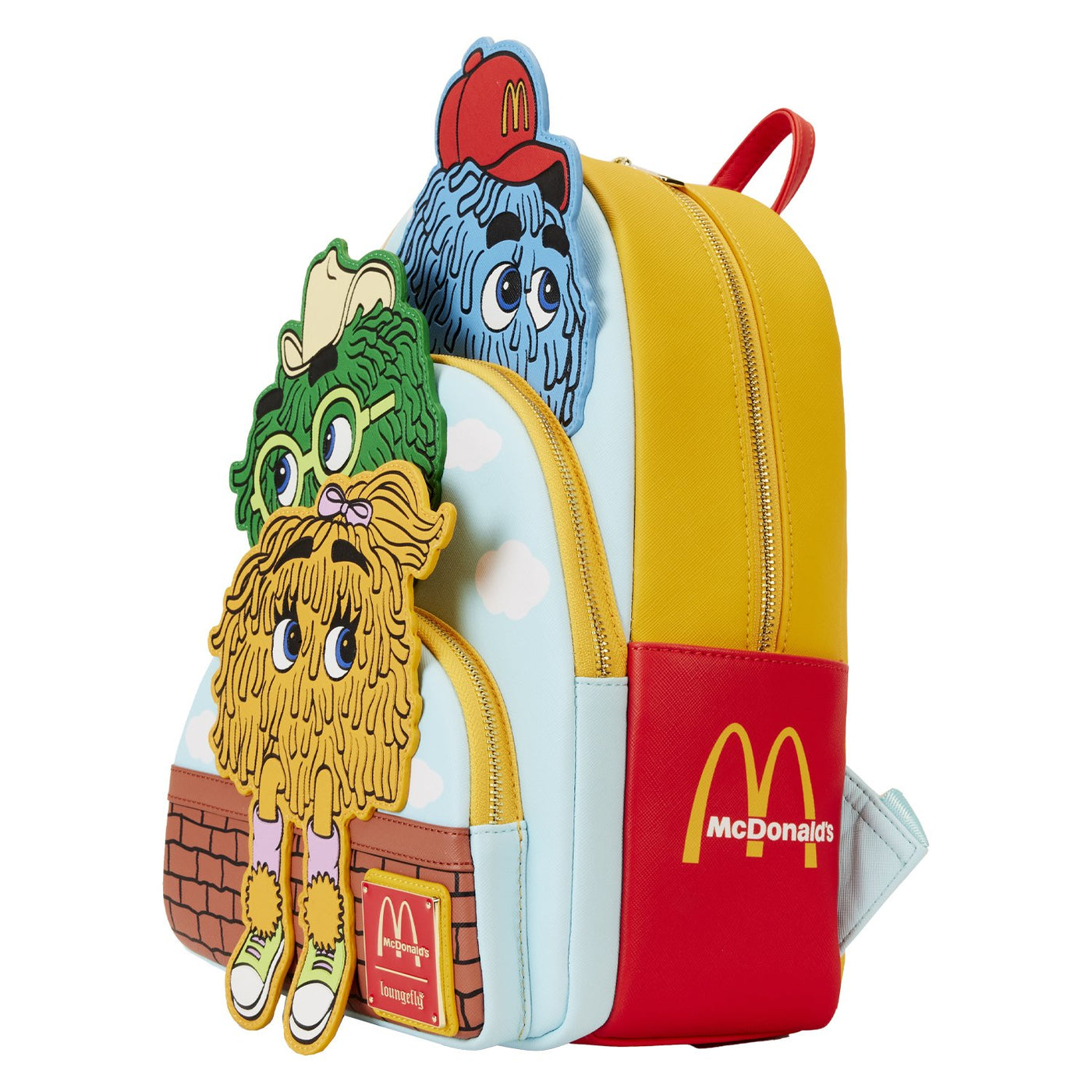 Loungefly McDonald's Triple Pocket Fry Guys Mini Backpack - Side View