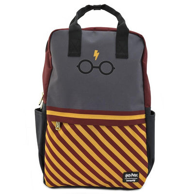 LOUNGEFLY X HARRY POTTER BOLT GLASSES SQUARE NYLON BACKPACK - FRONT