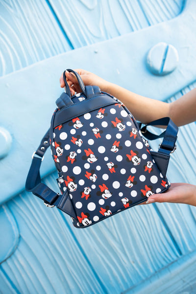 707 Street Exclusive - Loungefly Disney Minnie Mouse Polka Dot Navy Mini Backpack  - IRL Back