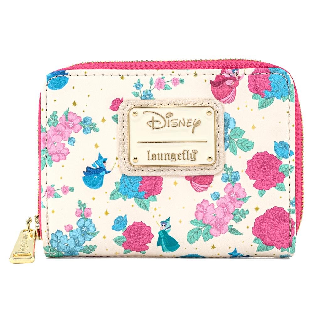 Disney Sleeping Beauty Floral Fairy Godmother Allover Print Zip-Around Wallet - Front
