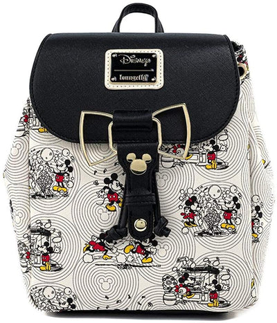 Disney Mickey & Minnie Allover Print Bow Hardware Mini Backpack
