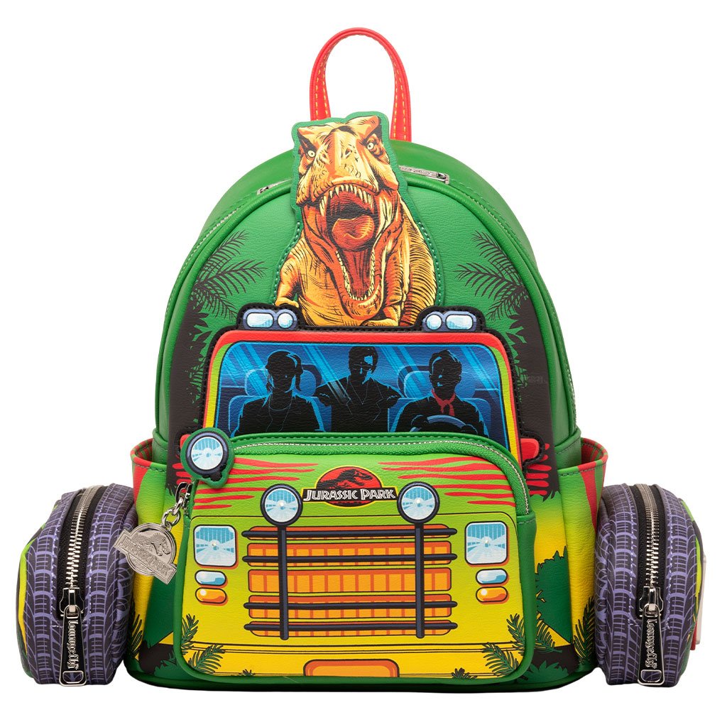 671803459151 - 707 Street Exclusive - Loungefly Jurassic Park Light Up T-Rex Escape Mini Backpack - Front