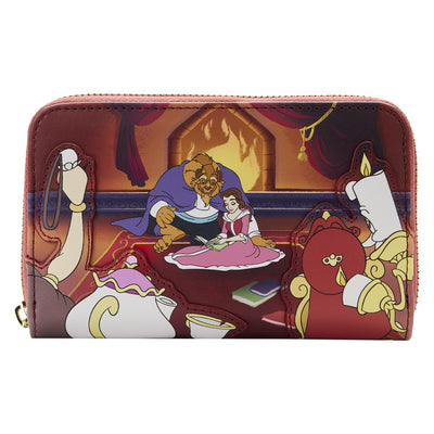 Loungefly Disney Beauty and the Beast Fireplace Scene Zip-Around Wallet - Front