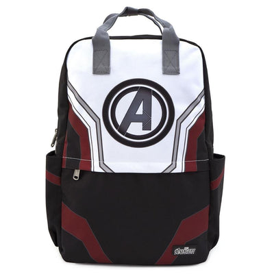 LOUNGEFLY X MARVEL AVENGERS END GAME SUIT SQUARE NYLON BACKPACK - FRONT