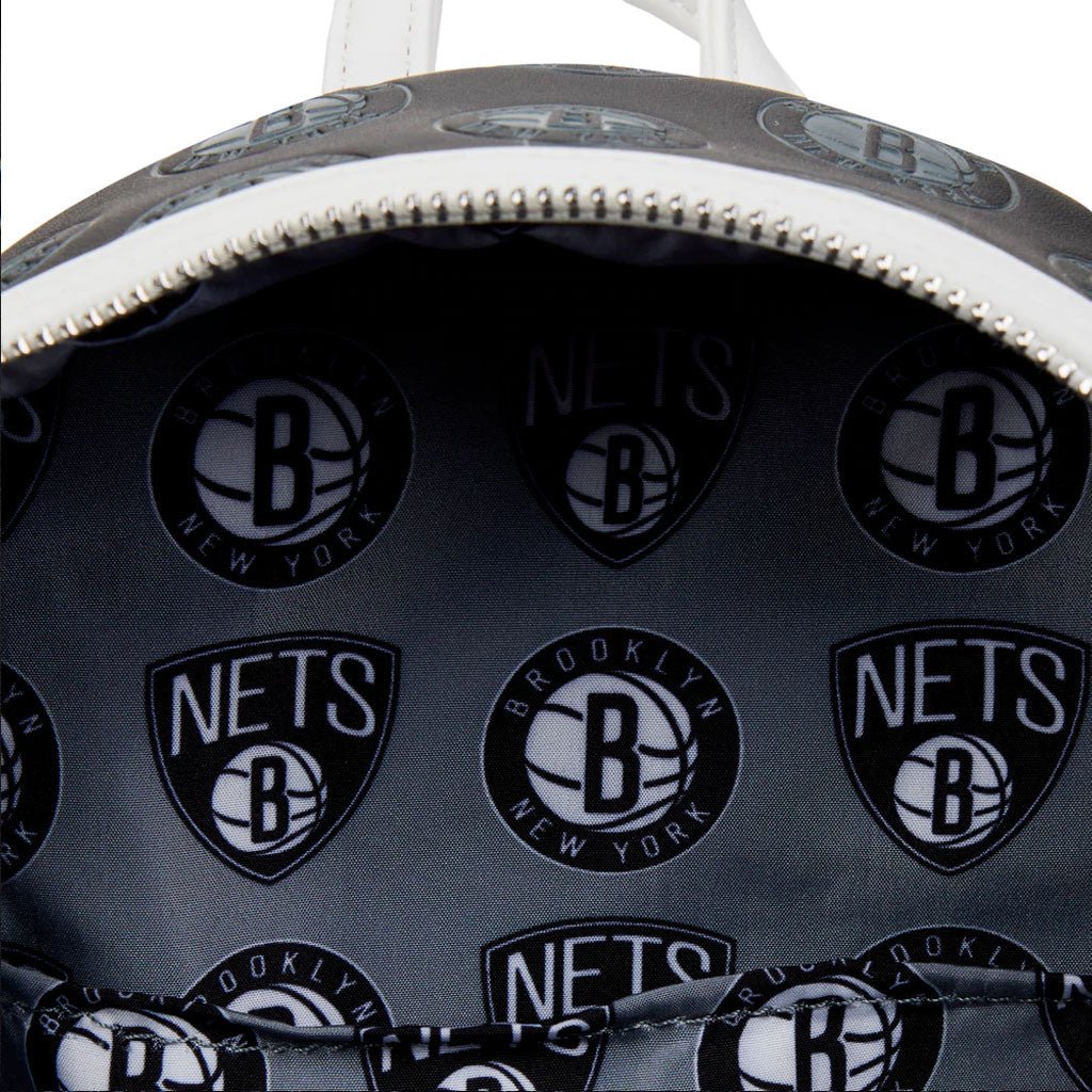 Loungefly NBA Brooklyn Nets Debossed Logo Mini Backpack - Interior Lining