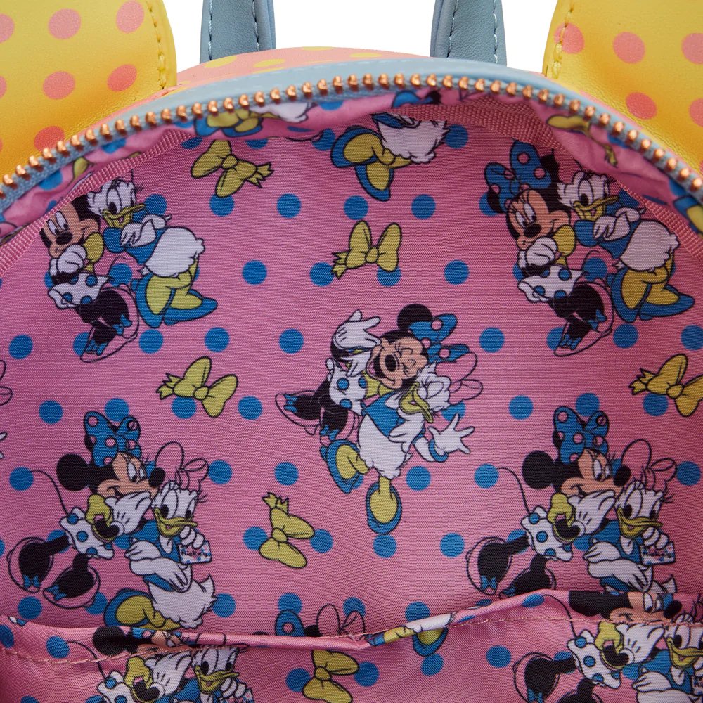 Loungefly Disney Minnie Pastel Color Block Dots Mini Backpack - Loungefly mini backpack interior lining