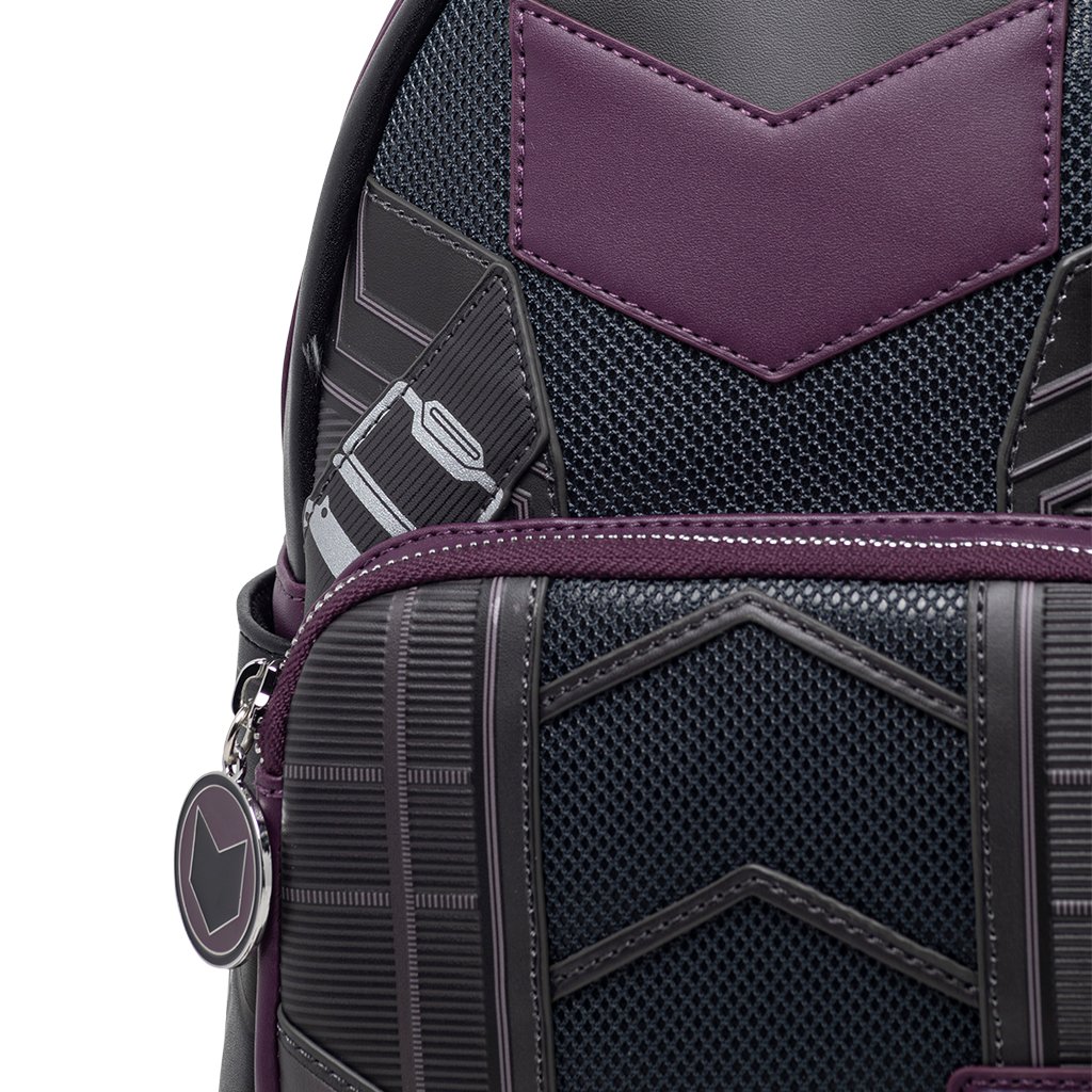 707 Street Exclusive - Loungefly Marvel Hawkeye Cosplay Mini Backpack - Front Closeup