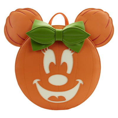 Loungefly Disney Glow Face Minnie Pumpkin Mini Backpack - Front