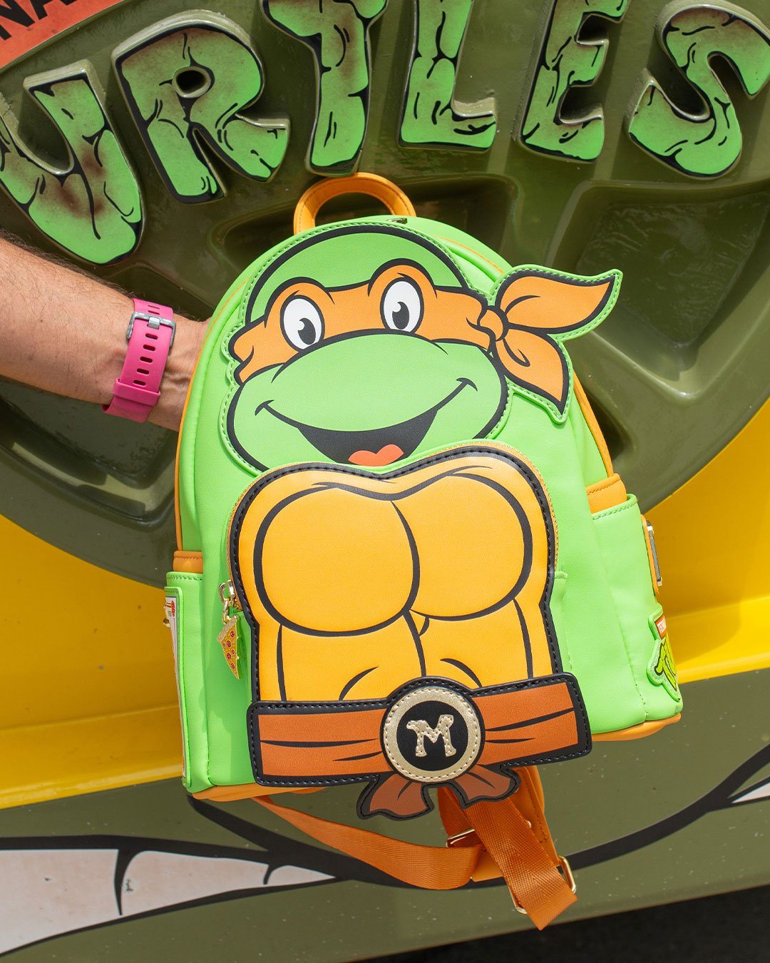 671803450066 - 707 Street Exclusive - Loungefly Nickelodeon TMNT Michelangelo Cosplay Mini Backpack - IRL01