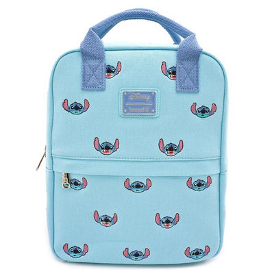 LOUNGEFLY X DISNEY LILO AND STITCH STITCH EMBROIDERED CANVAS SQUARE MINI BACKPACK - FRONT