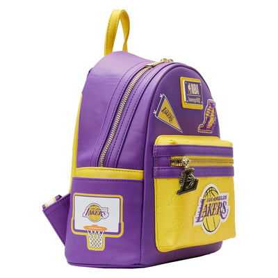 671803451629 - Loungefly NBA Los Angeles Lakers Patch Icons Mini Backpack - Alternate Side View