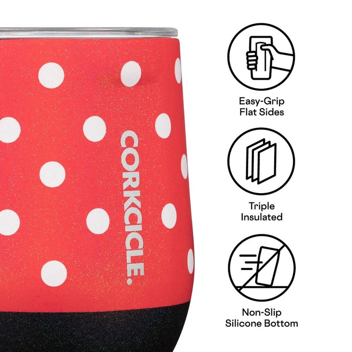 Corkcicle Disney Minnie Mouse Polka Dot 12oz Stemless Cup - Alternative Close Up