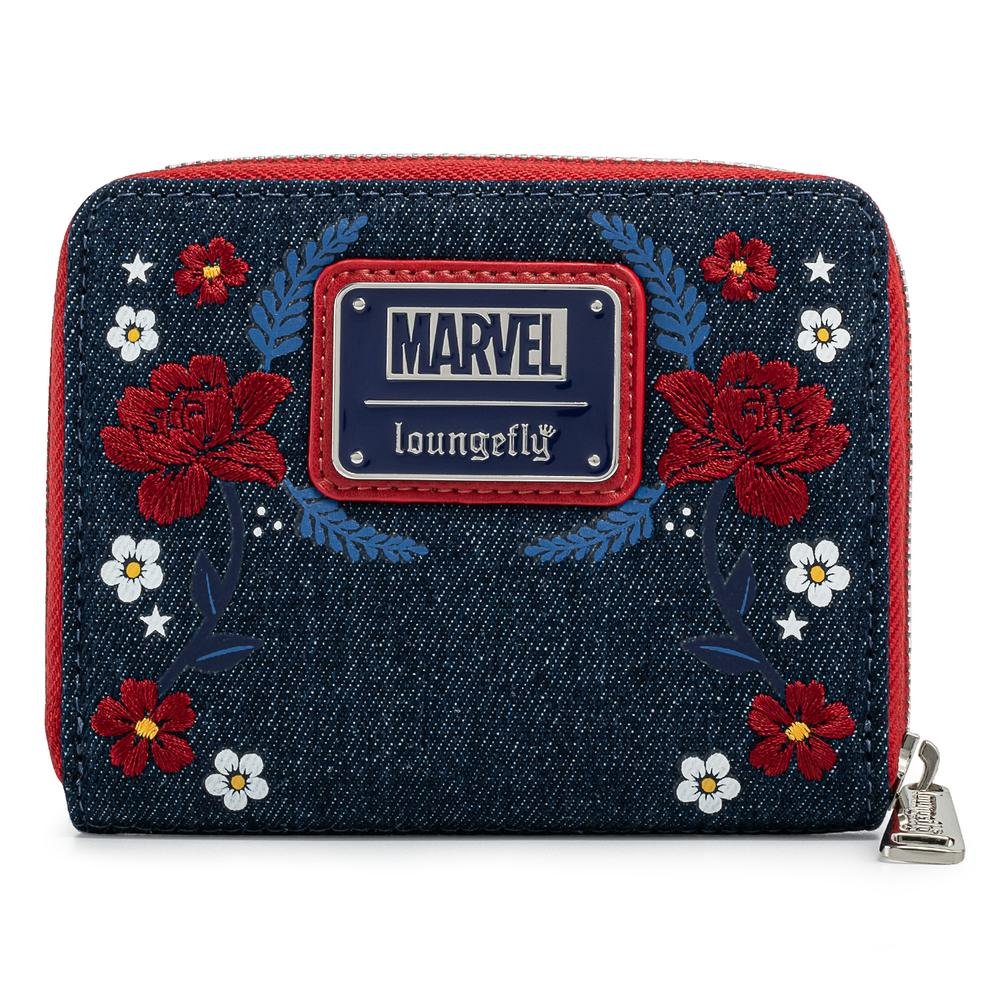 Loungefly Marvel Captain America 80th Anniversary Floral Shield Zip-Around Wallet - Back