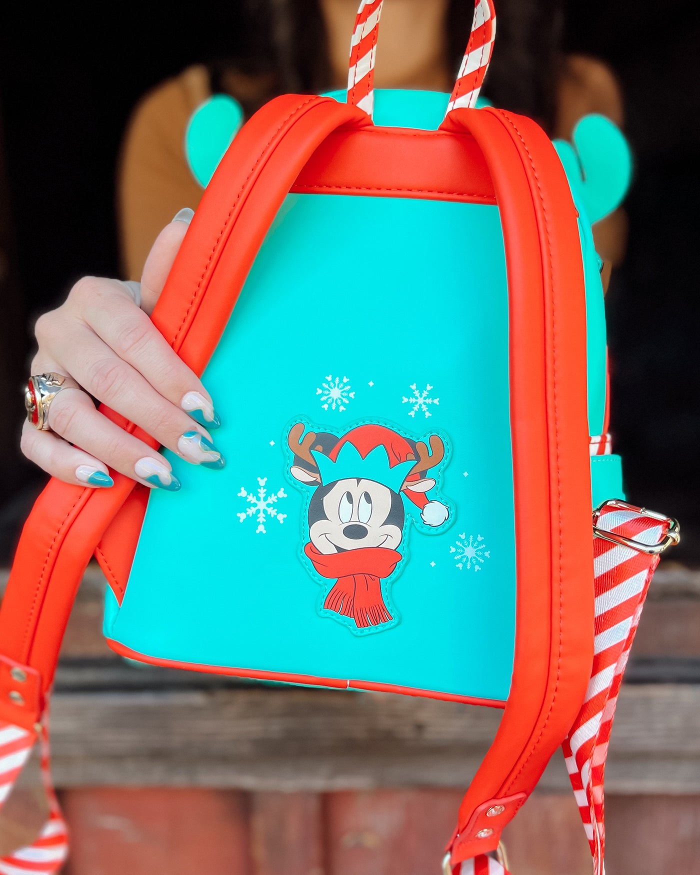 707 Street Exclusive - Loungefly Disney Light Up Mickey Mouse Reindeer Cosplay Mini Backpack - Loungefly mini backpack lifestyle image 03