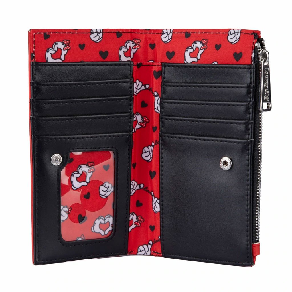 Loungefly Disney Mickey And Minnie Valentines Flap Wallet Open View