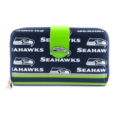 Loungefly NFL SEATTLE SEAHAWKS LOGO ALLOVER PRINT BIFOLD WALLET - FRONT
