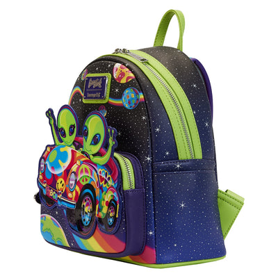 671803444249 - Loungefly Lisa Frank Cosmic Alien Ride Mini Backpack - Side View