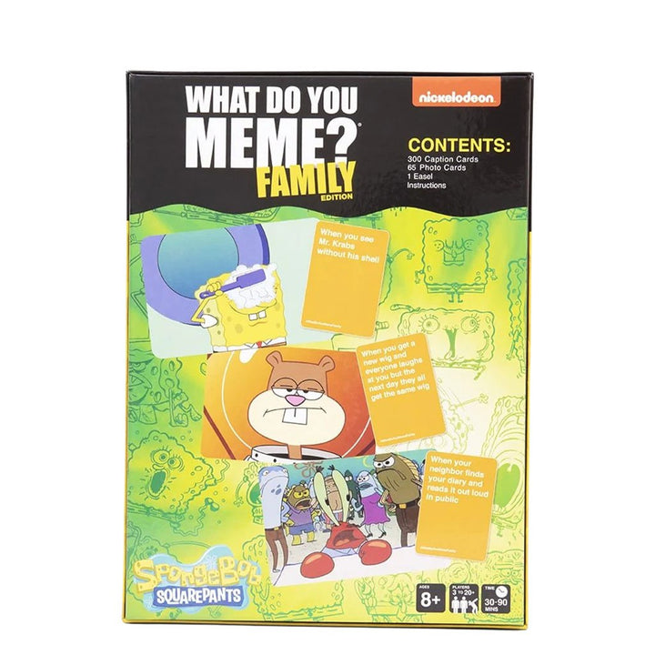 810816031200 - WHAT DO YOU MEME?® Nickelodeon SpongeBob SquarePants Family Edition Family Card Game -  Back