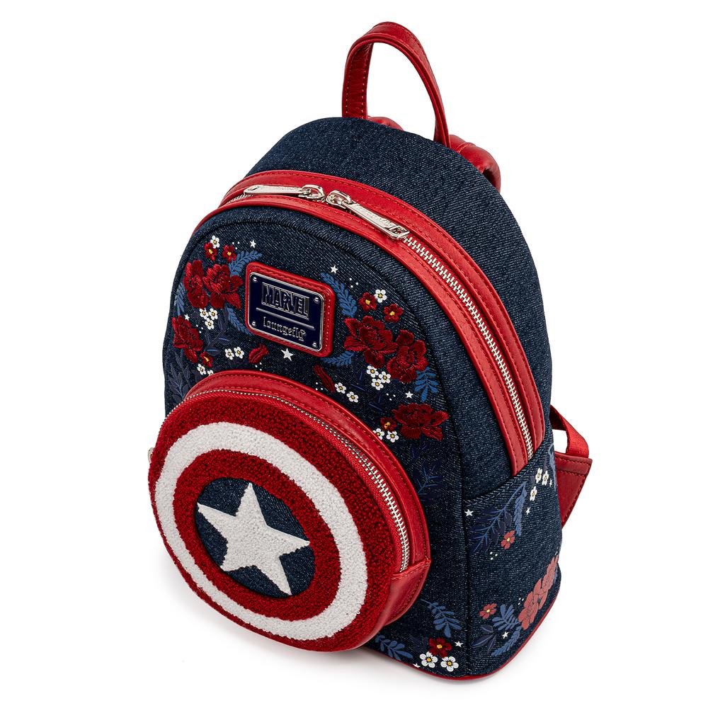 Loungefly Marvel Captain America 80th Anniversary Floral Shield Mini Backpack - Top