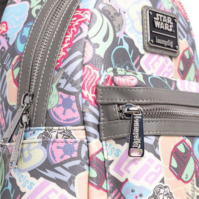 707 Street Exclusive - Loungefly Exclusive Loungefly Star Wars Pastel Graffiti Sticker Allover Print Mini Backpack - Close Up